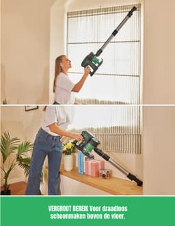 Zyrex® 6-in1 Steelstofzuiger Zonder Zak op Accu - Steelstofzuiger Draadloos Uitschuifbaar - Kruimeldief Snoerloos best Verkocht 25KPA – Zwart/Groen - ‎17cm x 8cm x 10cm — thumbnail 5