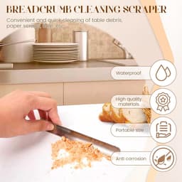 Kruimelverwijderaar Roestvrijstaal - Tafelreiniger Eten - Snel Tafel Schoon - Gebogen Rand Clip - Compact Lichtgewicht — thumbnail 3