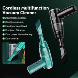 Draadloze Auto Stofzuiger - Kruimelzuiger Handheld - Auto Interieur Reinigen - Sterke Zuigkracht Nat Droog - 500 Gram Lichtgewicht - Groen — thumbnail 3
