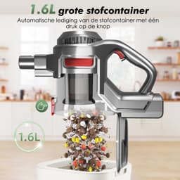 Hiaonyx Steelstofzuiger Draadloos,35000Pa, Tot 50 minuten werking, Met 2 accu’s, 1,6L stofcontainer, Geschikt voor huisdierenharen en tapijt,Rood — thumbnail 5