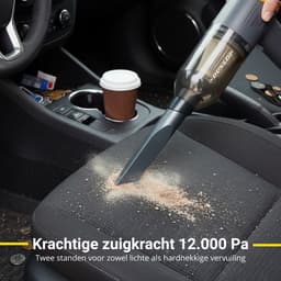 Dunlop Auto Stofzuiger Draadloos - Handstofzuiger met 5 Opzetstukken - USB-C Oplaadbare Auto Stofzuiger Snoerloos - Kruimeldief met 12000Pa Zuigkracht en Blaas Functie - Grijs/Geel — thumbnail 3
