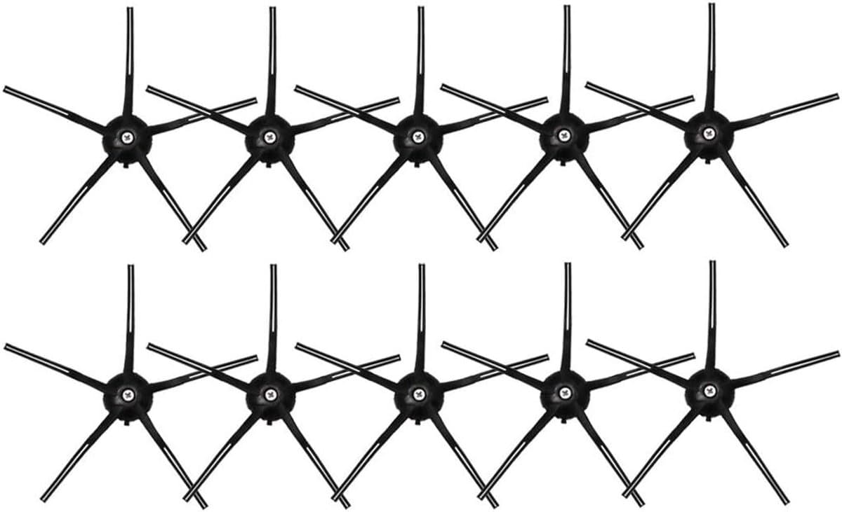 10 stuks zijborstels geschikt voor Roborock S5 Max S50 S6 Pure S6 MaxV stofzuiger (zwart) — afbeelding 1