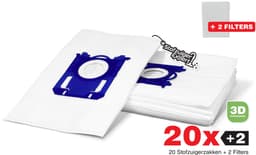 20x S-Bag 3D Stofzuigerzakken geschikt voor Philips, AEG, Electrolux - 20 stofzakken + 2 Filters - A-Kwaliteit Alternatief Microvezel Zakken — thumbnail 1