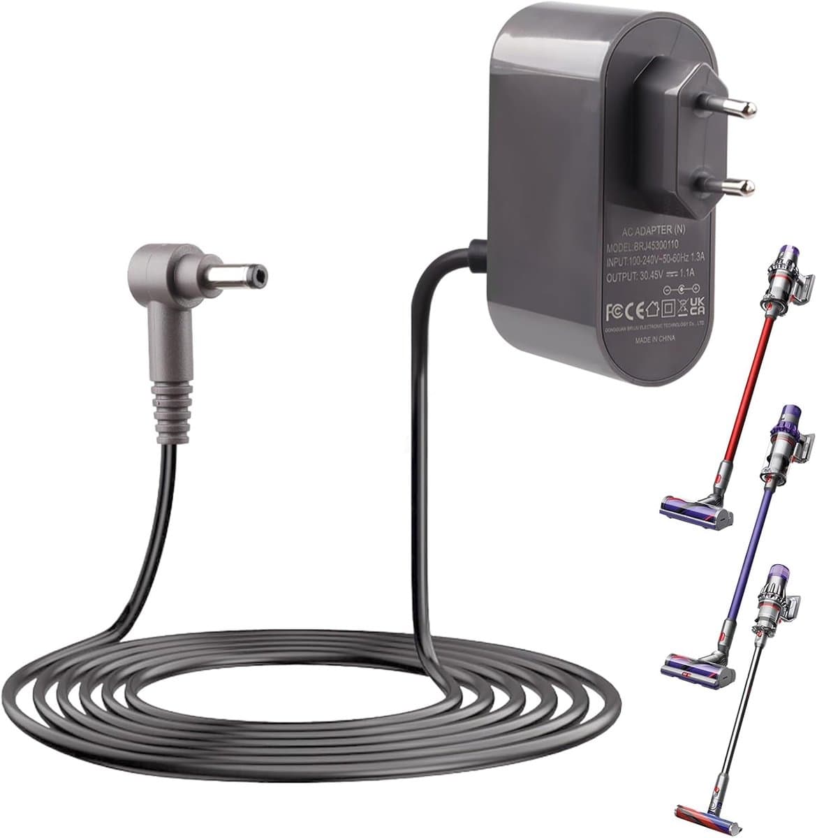Oplader - 30,45 V 1,1 A - geschikt voor Dyson V10 V11 V12 V15 SV12 SV14 SV15 SV16 SV20 SV22 - Kabel 1,8 m - netadapter geschikt voor Cyclone Motorhead, vervanging van de accu — afbeelding 1