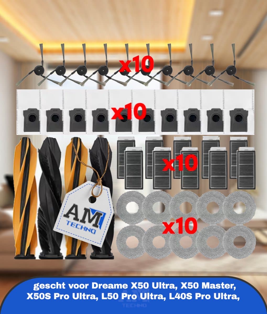 Passend voor Dreame X50 Ultra, X50 Master, X50S Pro Ultra, L50/L40S/Mova V50 Ultra. Compleet borstel- en filterset met duurzame, hoogrendement filtratie. Inclusief schoonmaakaccessoires, feestelijke Halloween & Kerst items. — afbeelding 1