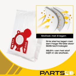 5 Stofzuigerzakken PARTS4® geschikt voor Miele FJM | Passend in o.a. Complete C1, Compact C1 & Compact C2, S241, S290, S300, S500, S700, S4 (S4000 > S4999), S6 (S6000 > S6999), 9917710, MI30, NR57+ — thumbnail 4