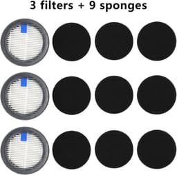 3 Pack Filters en 9 Pack Sponsfilters Vervanging voor Draadloze Stofzuiger Accessoires - ORFELD B08/C10A/C10G Serie — thumbnail 2