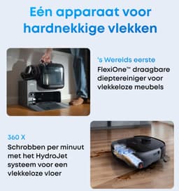 eufy Omni E28 - Robotstofzuiger met Vervangingssets - Draagbare dieptereiniger - HydroJet systeem - 20.000 Pa zuigkracht - DuoSpiral ontklittende borstels - CornerRover arm - alles-in-één station — thumbnail 4