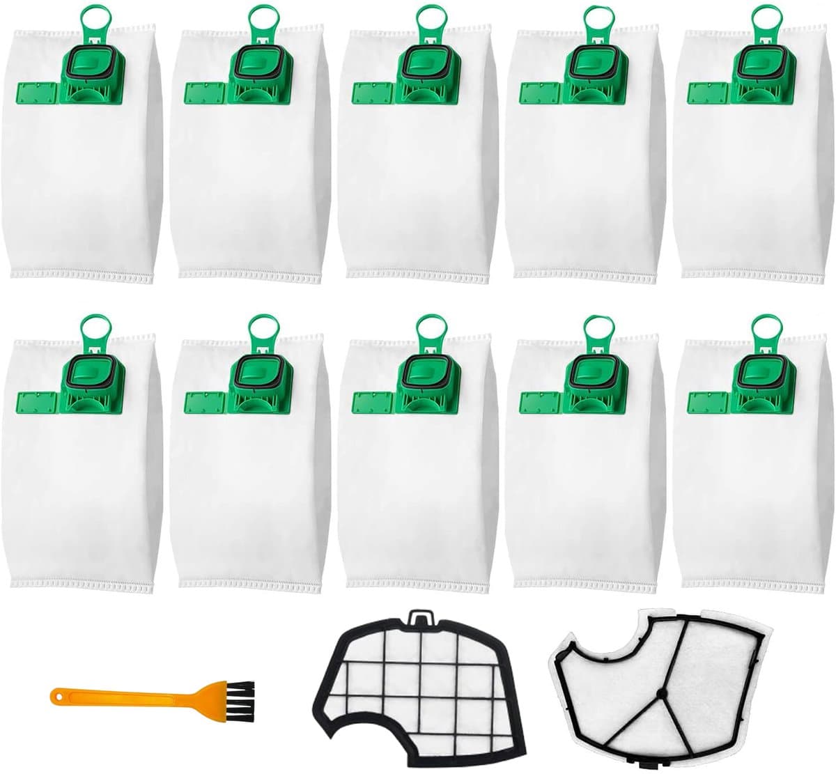 13 stuks Reserveonderdeel accessoires - geschikt voor Vorwerk VK140 - VK150 - FP140 stofzuiger - met 2 filters - 10 stofzuigerzakken - 1 reinigingsborstel — afbeelding 1