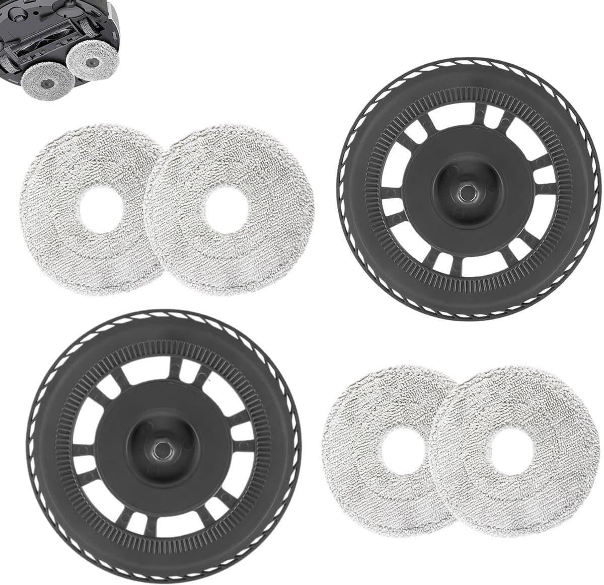 4 Dweildoeken met 2 Reservehouder - Geschikt voor Dreame X30 Serie/ S10 Pro Ultra/ L10s Ultra Gen2/ X40 Ultra Robotstofzuiger - Reserveonderdelen — afbeelding 1
