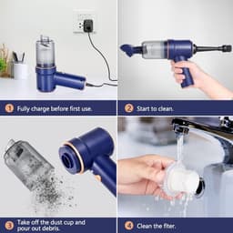 Draadloze 3-in-1 Handstofzuiger – Mini Elektrische Persluchtreiniger & Stofblazer – Oplaadbaar – Voor Huis, Auto & Huisdierenhaar – Blauw (Basismodel) — thumbnail 2