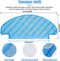 4x Dweildoeken geschikt voor Ecovacs Deebot T8 AIVI/T8 MAX /N8 PRO - Stofzuiger onderdeel - Dweildoeken — thumbnail 2