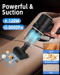 Multifunctionele Kruimeldief - Auto Stofzuiger - Auto en Huis - Verschillende Opzetstukken - 19.8 cm - Zwart — thumbnail 2