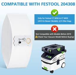 10 stuks Geschikt voor-204308 CT Mini/Midi -2/5 filterzak voor Festool, compatibel met Yom CT Mini en CT MIDI vanaf 2019. — thumbnail 4