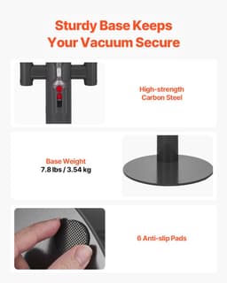 Stofzuigerstandaard - Staande Opberghouder - Hoogte 130 cm - In Hoogte Verstelbaar - Met 3 Clips - Voor Steelstofzuigers en Accessoires — thumbnail 3