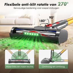 Fukstern Steelstofzuiger Draadloos - 38KPa krachtige zuigkracht - Tot 60 Min Accuduur - 4-voudig HEPA-Filtersysteem - 1,6L Stofreservoir - Anti-Klit Vloerborstel draadloze steelstofzuiger - goudkleurig — thumbnail 5