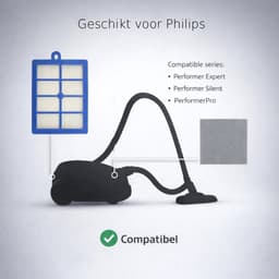 1x HEPA en 1x invoer filter set geschikt voor Philips Performer Expert, Silent, PerformerPro - Vervanging onderdeel — thumbnail 2