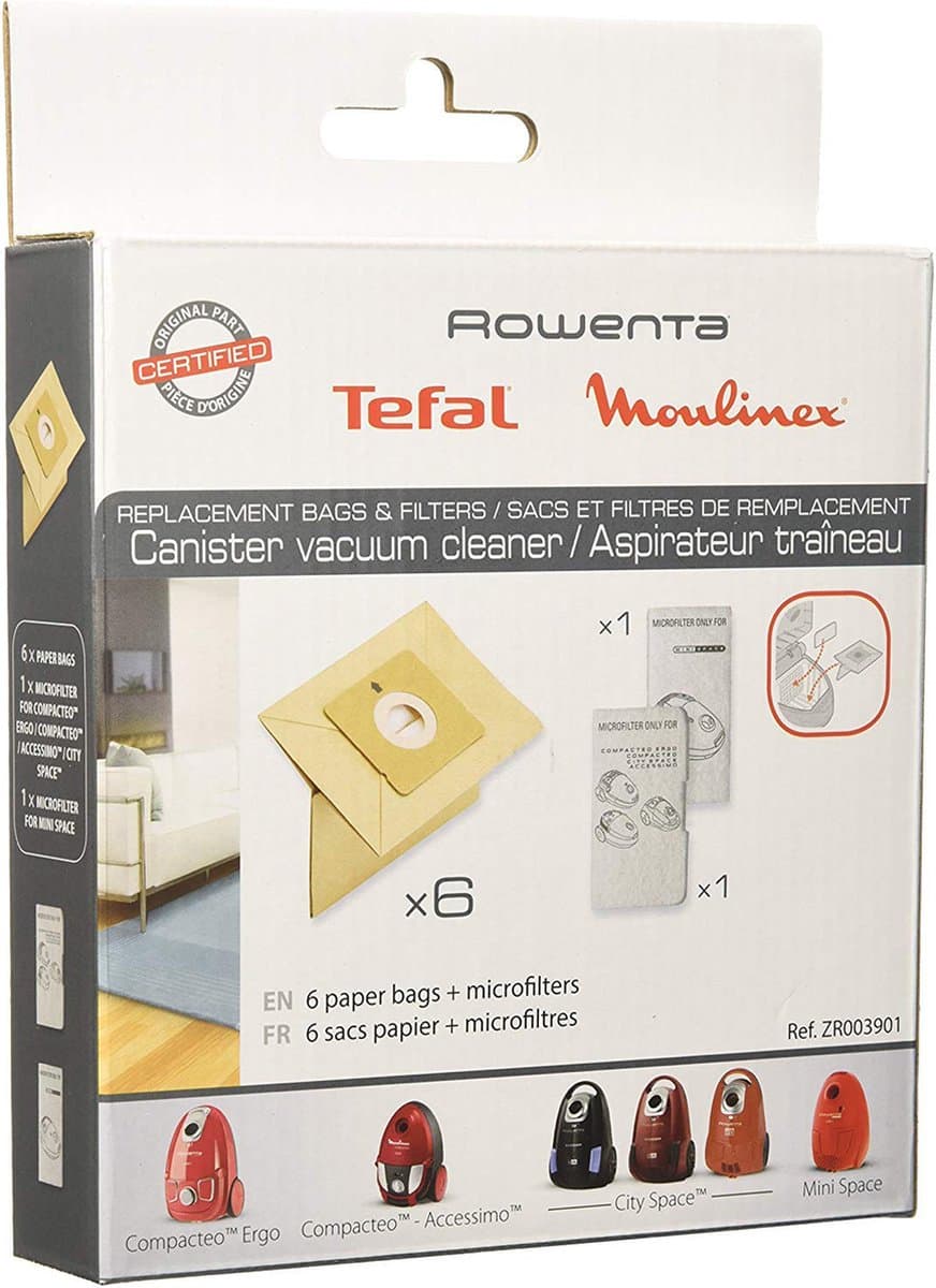 Rowenta ZR0039 stofzuigerzakken - 6 stuks + 2 filters - voor series Compacteo Ergo - Accessimo - City Space - Mini Space — afbeelding 1
