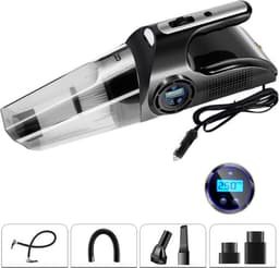 4 In 1 Autoband Inflator Stofzuiger Digitaal Scherm Luchtcompressor Pomp - Luchtpomp Auto, Fiets, Motor & Draagbare Auto Stofzuiger Digitale Display - Nat en Droog — thumbnail 1