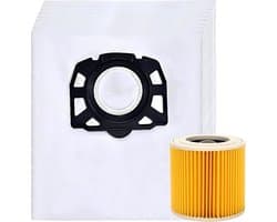 10x Stofzuigerzakken & 1 filter geschikt voor Karcher WD2 Plus, WD3 (Battery), KWD1, KWD2, KWD3, WD3.200 - WD3.800 M - stofzuigzak stofzakken