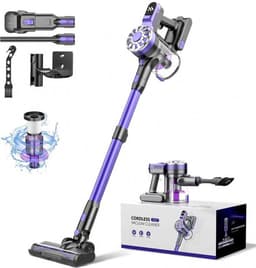 EO ElektriQ - Draadloze Steelstofzuiger - 180Watt - Paars/Grijs - met 4 verschillende opzetstukken — thumbnail 4