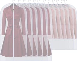 Clothes Cover Bags Set of 12 - Full Zipper Garment Bags (60 x 100cm/6pcs + 60 x 120cm/6pcs) - Lightweight Clear Waterproof Washable - Suit Carrier Protector - Wardrobes — thumbnail 1