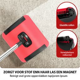 Tapijtreiniger Handmatige Reiniger Vloerstofdoek Bezem Huisdieren Binnen Vegen 180° Draaibaar Handmatige Tapijtreiniger — thumbnail 3
