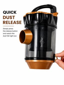Swiss Haus® BVC2120 Stofzuiger Zonder Zak – Cycloon Stofzuiger met Krachtige Zuigkracht – 2L Stofreservoir – Telescopische Buis – Compact & Lichtgewicht - Zwart/Goud — thumbnail 4