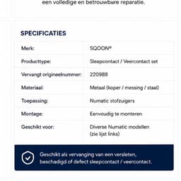 SQOON® Sleepcontact / Veercontact geschikt voor Numatic HVR200 – Set – Vervanger voor 220988 — thumbnail 5