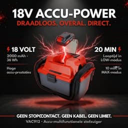 STAHLMANN VAC912 accu-nat- en droogzuiger 18 V incl. accu – Draadloze nat- en droogzuiger voor auto, werkplaats, garage en bouwplaats | Zuigt nat en droog | Blaast | HEPA-filter | Accu-autostofzuiger — thumbnail 4