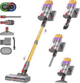 Draadloze Steelstofzuiger - Snoerloze Stofzuiger - Huis Reinigen - Krachtige Zuigkracht 58000 Pa - 1.8L Capaciteit - Goud — thumbnail 1