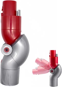 Flexibele Knikadapter - voor Steelstofzuigers - Onderste Bocht Adapter Compatibel - Geschikt voor Dyson V7 V8 V10 V11 V15 - 180 Graden Roterende Verloopkop - voor Meubelreiniging - tot 1 Meter Diepte - Grijs Rood — thumbnail 1