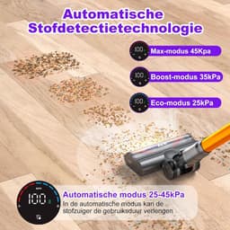 Steelstofzuiger Draadloos - Krachtige Stofzuiger - Huis Reinigen - Automatische Zuigkracht - 75 Min Looptijd - Goud — thumbnail 2