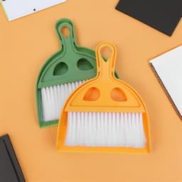 Bureaubezem Met Pan - Kleine Handveger - Bureau Opruimen - Compact Ontwerp - 2 Sets - Diverse Kleuren — thumbnail 4