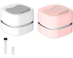 Desktop Stofzuiger - Mini Cleaner - Bureau Opruimen - Draadloos Oplaadbaar - 2 Stuks - Wit Roze