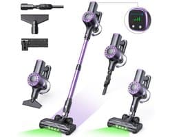 Lubluelu P2 Draadloze Steelstofzuiger 35Kpa- 5 in 1 Handstofzuiger - Zelfstaand Design - 50 Min Gebruikstijd - Verwijderbare Batterij- Anti-klit Borstel - HEPA-filter - LED-koplampen