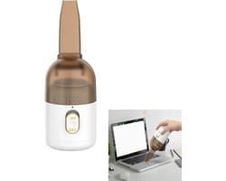 KZQ Draadloze mini bureaustofzuiger met USB opladen - Draagbare kruimelverwijderaar voor bureau en toetsenbord - Transparant ontwerp met draaibare borstel - Wit