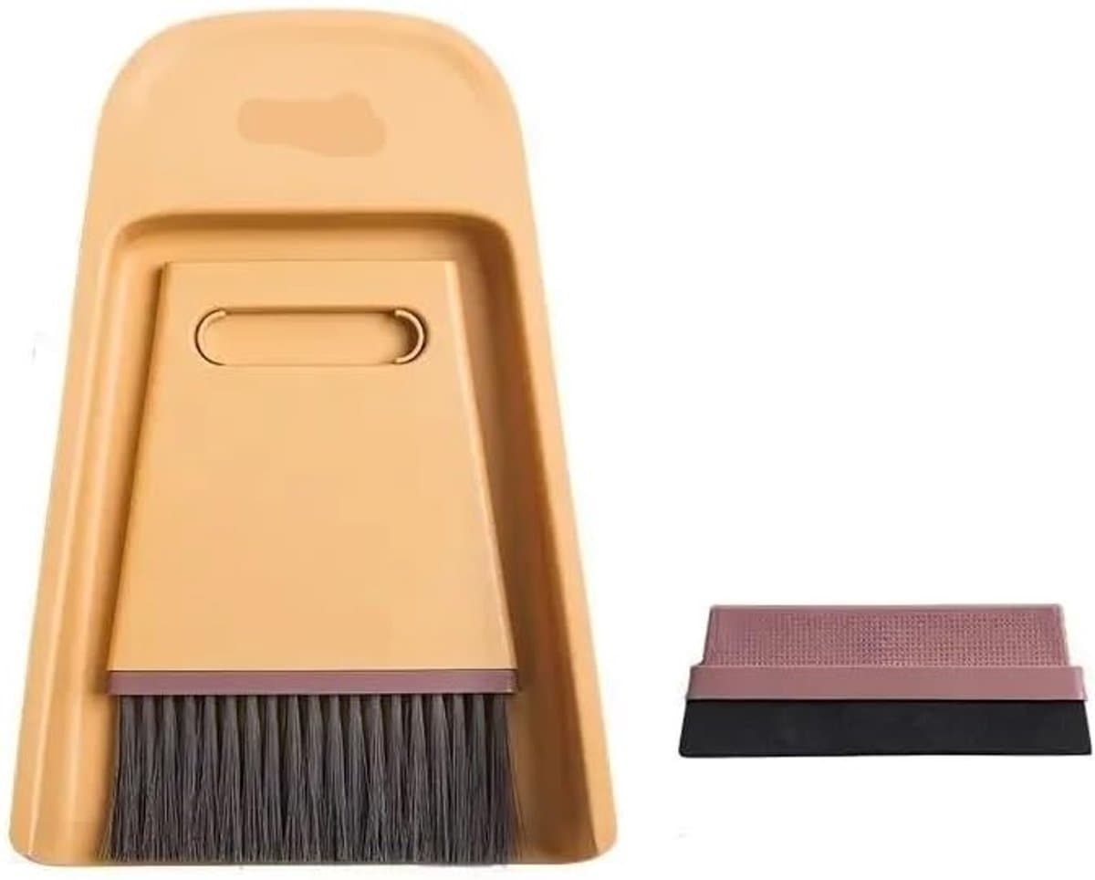 Stofblik en borstel - Mini bezemset - Bureau opruimen - Compact ontwerp - 3 stuks - Veelkleurig — afbeelding 1