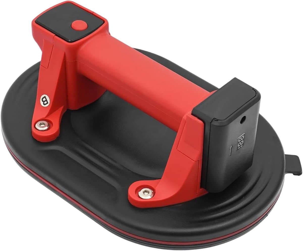 Accu Tegellifter - Vacuüm Zuignap - Zware Objecten Verplaatsen - 300 kg Draagkracht - 24x16x23 cm - Rood Zwart — afbeelding 1