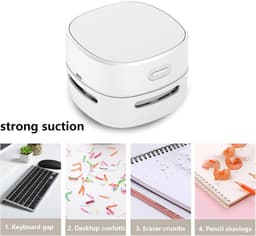 Kleine Handstofzuiger - Wit - USB Oplaadbaar - Voor Desktop en Auto — thumbnail 4