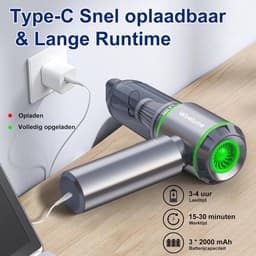 Draadloze Auto Stofzuiger - Zilver - Handheld Accu Stofzuiger met Krachtige Cyclonische Zuigkracht - Voor Auto's en Huizen — thumbnail 3