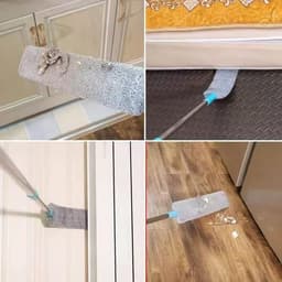Reinigingsgereedschap onder apparaten - Platte stofdoek - Moeilijk bereikbaar schoonmaken - Intrekbare steel - 126 cm - Grijs — thumbnail 4