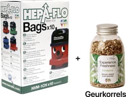 Numatic - Stofzuigerzakken + Geurkorrels (eucalyptus geur) - Hepa flo bags - Voor Henry/Hetty - NVM 1CH X10 - COMBIDEAL — thumbnail 1