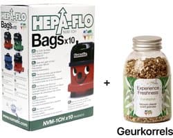 Numatic - Stofzuigerzakken + Geurkorrels (eucalyptus geur) - Hepa flo bags - Voor Henry/Hetty - NVM 1CH X10 - COMBIDEAL