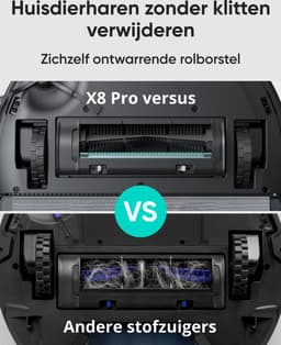 eufy Clean X8 Pro Robotstofzuiger met leegstation en dweilfunctie - Robot Vacuum - Twin-Turbine™ met 2 × 4000 Pa Zuigkracht, Bestuurbaar via app, Zelfontwarrende Rolborstel, iPath™ Navigatie — thumbnail 4