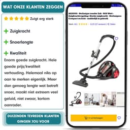 AG3000 - Stofzuiger zonder Zak - 900 Watt - Zuigkrachtregeling- Sterke zuigkracht - Stofzuigers- Compact en licht - makkelijk in gebruik — thumbnail 3