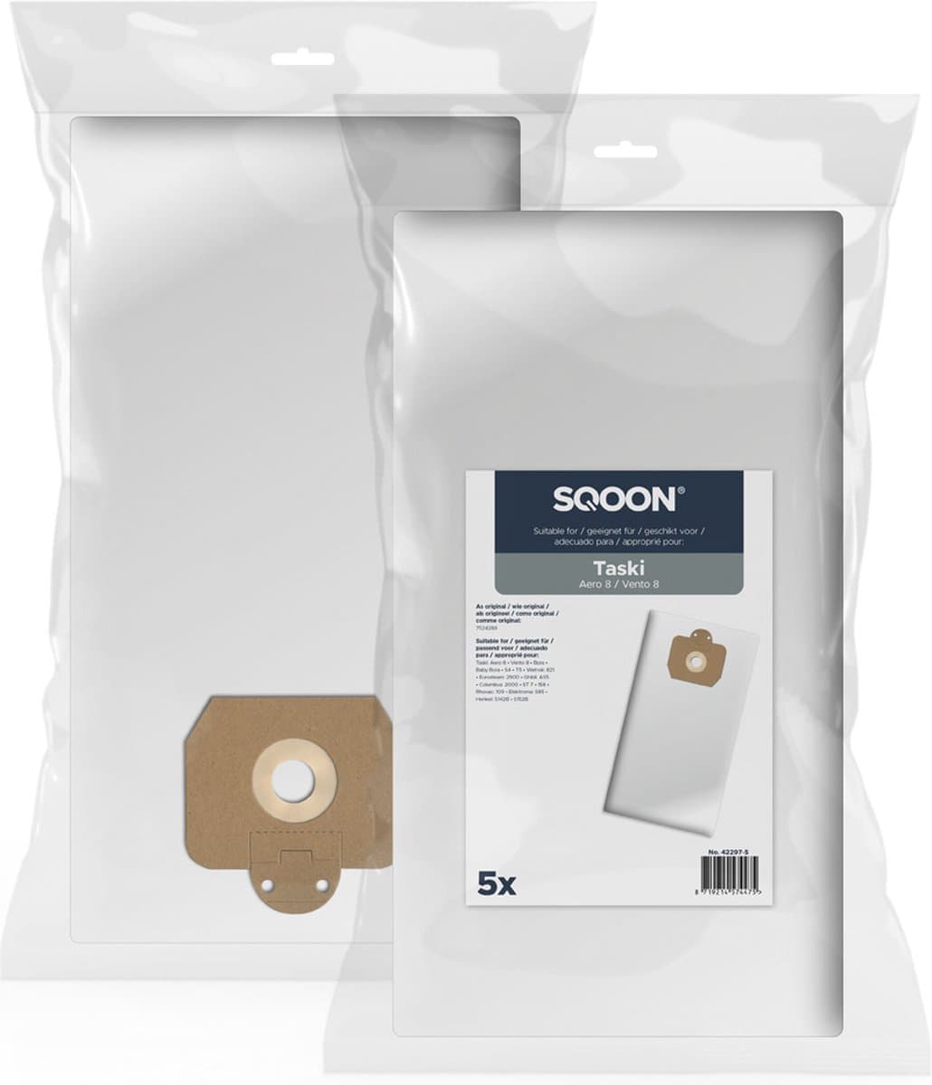 SQOON® Stofzuigerzak geschikt voor Taski Aero 8 - Vento 8 series - Model 7524288 - 5 stuks — afbeelding 1