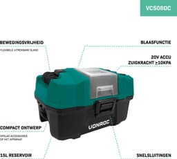 VONROC Compacte alleszuiger / stofzuiger - 20V - Incl. Diverse accessoires, 4.0Ah accu en snellader — thumbnail 5