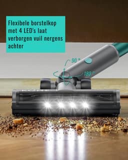 Luxe Steelstofzuiger – Draadloos – Stofzuiger zonder Zak op Accu – Wireless Vacuum Cleaner – 38000PA Zuigkracht – LED Verlichting – 450W – Grijs — thumbnail 3