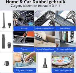 Auto stofzuiger - Mini stofzuiger - Extra Filter - Compressor - Kleine stofzuiger - 95000Pa - Kruimelzuiger snoerloos - Handstofzuiger - Krachtige Reiniger - Auto accessoires - Draadloos - Sterke Zuigkracht - Kruimeldief — thumbnail 5
